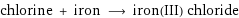 chlorine + iron ⟶ iron(III) chloride