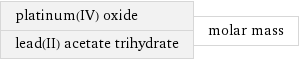 platinum(IV) oxide lead(II) acetate trihydrate | molar mass