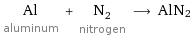 Al aluminum + N_2 nitrogen ⟶ AlN2