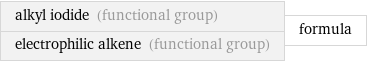 alkyl iodide (functional group) electrophilic alkene (functional group) | formula