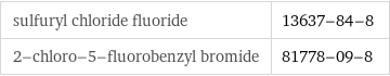 sulfuryl chloride fluoride | 13637-84-8 2-chloro-5-fluorobenzyl bromide | 81778-09-8