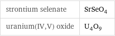 strontium selenate | SrSeO_4 uranium(IV, V) oxide | U_4O_9