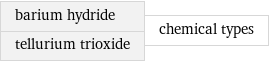 barium hydride tellurium trioxide | chemical types