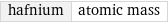 hafnium | atomic mass