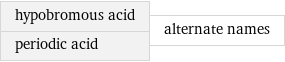 hypobromous acid periodic acid | alternate names