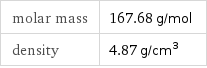 molar mass | 167.68 g/mol density | 4.87 g/cm^3