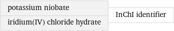 potassium niobate iridium(IV) chloride hydrate | InChI identifier