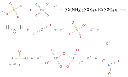  + + (Cr(NH2)2(CO)6)4(Cr(CN)6)3 ⟶ + + + + + 