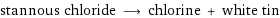 stannous chloride ⟶ chlorine + white tin