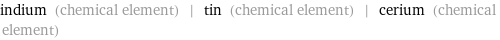 indium (chemical element) | tin (chemical element) | cerium (chemical element)