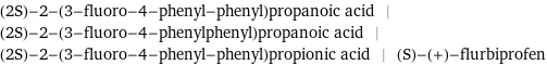 (2S)-2-(3-fluoro-4-phenyl-phenyl)propanoic acid | (2S)-2-(3-fluoro-4-phenylphenyl)propanoic acid | (2S)-2-(3-fluoro-4-phenyl-phenyl)propionic acid | (S)-(+)-flurbiprofen