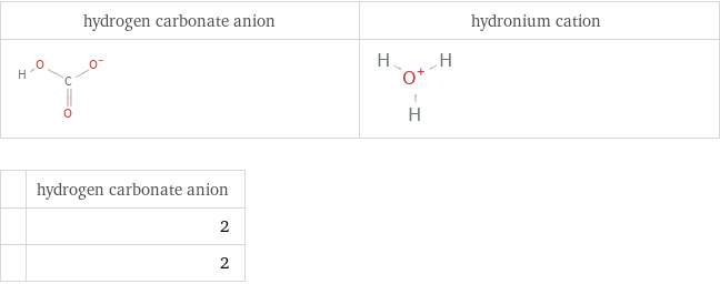   | hydrogen carbonate anion  | 2  | 2