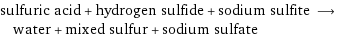 sulfuric acid + hydrogen sulfide + sodium sulfite ⟶ water + mixed sulfur + sodium sulfate