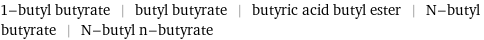 1-butyl butyrate | butyl butyrate | butyric acid butyl ester | N-butyl butyrate | N-butyl n-butyrate