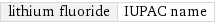 lithium fluoride | IUPAC name