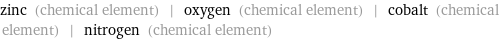 zinc (chemical element) | oxygen (chemical element) | cobalt (chemical element) | nitrogen (chemical element)