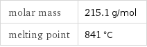 molar mass | 215.1 g/mol melting point | 841 °C