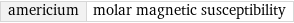 americium | molar magnetic susceptibility