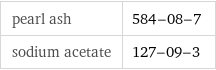 pearl ash | 584-08-7 sodium acetate | 127-09-3