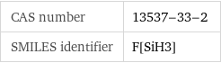 CAS number | 13537-33-2 SMILES identifier | F[SiH3]