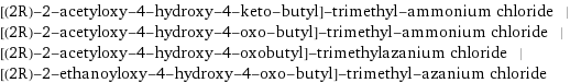 [(2R)-2-acetyloxy-4-hydroxy-4-keto-butyl]-trimethyl-ammonium chloride | [(2R)-2-acetyloxy-4-hydroxy-4-oxo-butyl]-trimethyl-ammonium chloride | [(2R)-2-acetyloxy-4-hydroxy-4-oxobutyl]-trimethylazanium chloride | [(2R)-2-ethanoyloxy-4-hydroxy-4-oxo-butyl]-trimethyl-azanium chloride