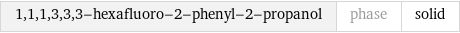 1, 1, 1, 3, 3, 3-hexafluoro-2-phenyl-2-propanol | phase | solid