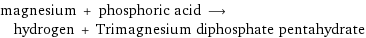 magnesium + phosphoric acid ⟶ hydrogen + Trimagnesium diphosphate pentahydrate