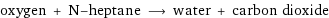 oxygen + N-heptane ⟶ water + carbon dioxide