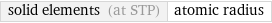 solid elements (at STP) | atomic radius