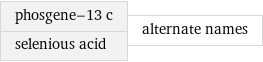 phosgene-13 c selenious acid | alternate names