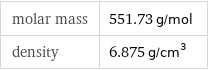 molar mass | 551.73 g/mol density | 6.875 g/cm^3