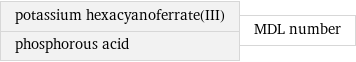 potassium hexacyanoferrate(III) phosphorous acid | MDL number