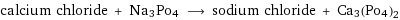 calcium chloride + Na3Po4 ⟶ sodium chloride + Ca3(Po4)2