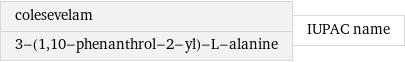 colesevelam 3-(1, 10-phenanthrol-2-yl)-L-alanine | IUPAC name