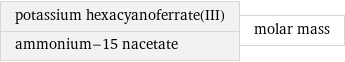 potassium hexacyanoferrate(III) ammonium-15 nacetate | molar mass