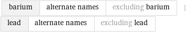 barium | alternate names | excluding barium | lead | alternate names | excluding lead