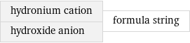 hydronium cation hydroxide anion | formula string