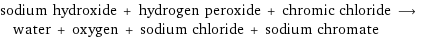 sodium hydroxide + hydrogen peroxide + chromic chloride ⟶ water + oxygen + sodium chloride + sodium chromate