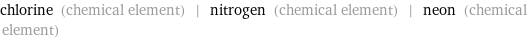 chlorine (chemical element) | nitrogen (chemical element) | neon (chemical element)