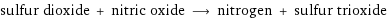 sulfur dioxide + nitric oxide ⟶ nitrogen + sulfur trioxide