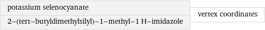 potassium selenocyanate 2-(tert-butyldimethylsilyl)-1-methyl-1 H-imidazole | vertex coordinates