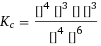 K_c = ([H2O]^4 [K2SO4]^3 [S] [I2]^3)/([H2SO4]^4 [KI]^6)