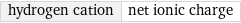 hydrogen cation | net ionic charge