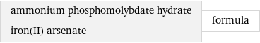 ammonium phosphomolybdate hydrate iron(II) arsenate | formula