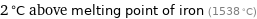 2 °C above melting point of iron (1538 °C)