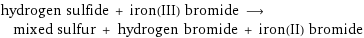 hydrogen sulfide + iron(III) bromide ⟶ mixed sulfur + hydrogen bromide + iron(II) bromide