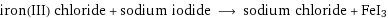 iron(III) chloride + sodium iodide ⟶ sodium chloride + FeI3