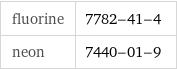 fluorine | 7782-41-4 neon | 7440-01-9