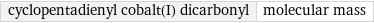 cyclopentadienyl cobalt(I) dicarbonyl | molecular mass