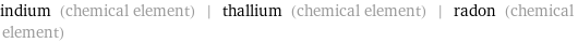 indium (chemical element) | thallium (chemical element) | radon (chemical element)